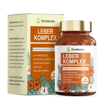 Ennaturee Leber Komplex Mariendistel Kapseln hochdosiert - 120 Kapseln - mit Mariendistel, Cholin, Artischockenextrakt, Curcuma, Zink&Vitamin E - Leber Hochdosiert, vegan, laborgeprüft und in Deuts